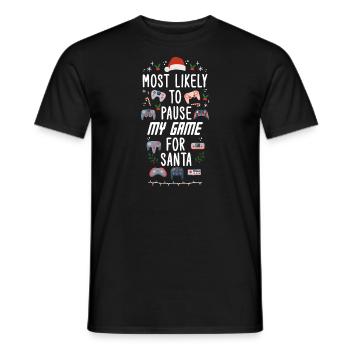Noël Gamer Gaming Mettez mon jeu en pause pour le Père Noël - T-shirt homme - noir - Devant - AI Model Male 178 light (178cm)