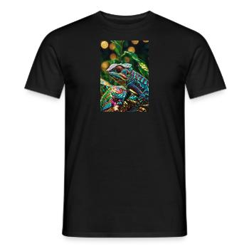 Chamäleon,bunt,pailetten,glänzend,natur - Männer T-Shirt - Schwarz - Vorne - AI Model Male 178 light (178cm)