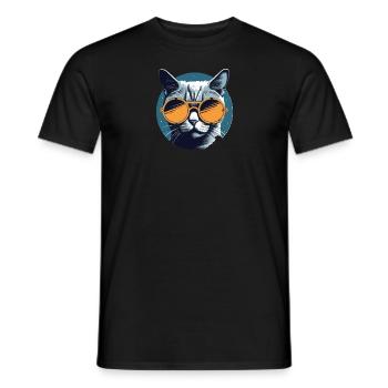 Katze Mietz Stubentiger Sonnenbrille - Männer T-Shirt - Schwarz - Vorne - AI Model Male 178 light (178cm)