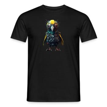 Cute Steampunk Bird - Men's T-Shirt - black - Front - AI Model Male 178 light (178cm)