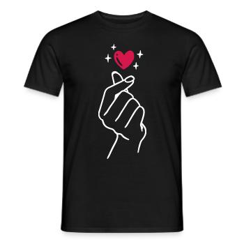 K-Pop Saranghae Liebe Hand Herz - Männer T-Shirt - Schwarz - Vorne - AI Model Male 178 light (178cm)
