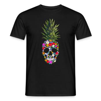Skeleton in bloom pineapple humor man or woman - Men's T-Shirt - black - Front - AI Model Male 178 light (178cm)