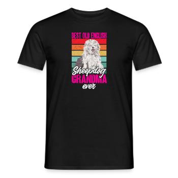 Vieux chien de berger anglais Sheepie Bobtail - T-shirt homme - noir - Devant - AI Model Male 178 light (178cm)
