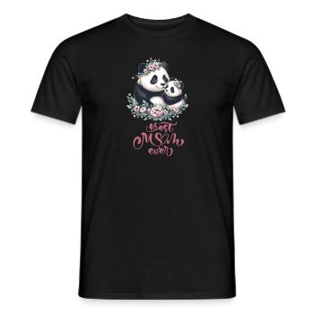 Best Mom Ever Panda Lover Floral Wreath I Mom - Männer T-Shirt - Schwarz - Vorne - AI Model Male 178 light (178cm)