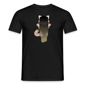 Red panda disguised as a demon girl for Halloween - Men's T-Shirt - black - Front - AI Model Male 178 light (178cm)