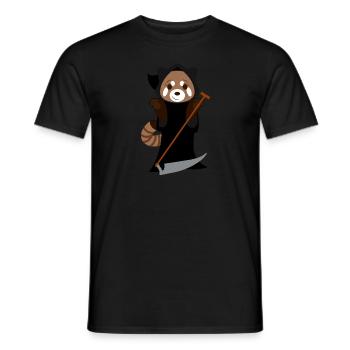 Red panda disguised as a reaper for Halloween - Men's T-Shirt - black - Front - AI Model Male 178 light (178cm)