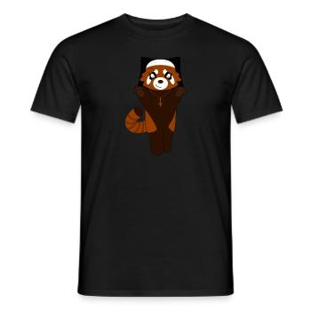 Red panda disguised as a nun for Halloween - Men's T-Shirt - black - Front - AI Model Male 178 light (178cm)