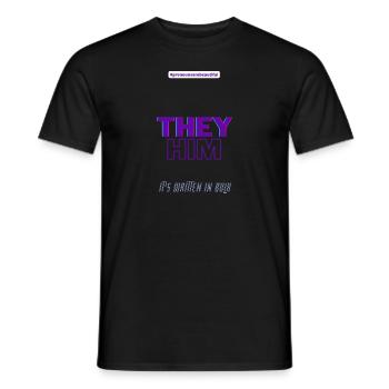 #pronounsarebeautiful they/him - T-shirt homme - noir - Devant - AI Model Male 178 light (178cm)