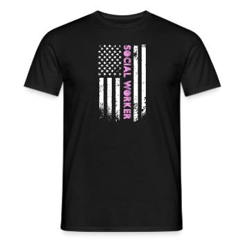 Travailleur social Drapeau américain - T-shirt homme - noir - Devant - AI Model Male 178 light (178cm)