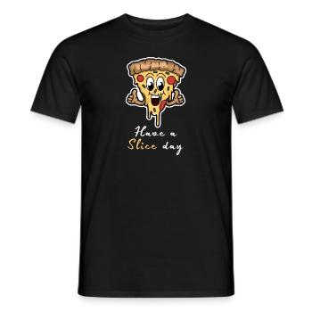Have A Slice Day - Happy Pizza Slice - Men's T-Shirt - black - Front - AI Model Male 178 light (178cm)