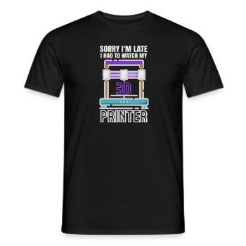 Sorry Ich Bin Zu Spät - 3D Drucker 3D Druck - Männer T-Shirt - Schwarz - Vorne - AI Model Male 178 light (178cm)