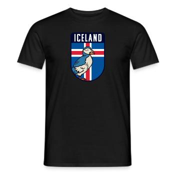 Island Flagge mit Papageientaucher - Iceland Puffin - Männer T-Shirt - Schwarz - Vorne - AI Model Male 178 light (178cm)