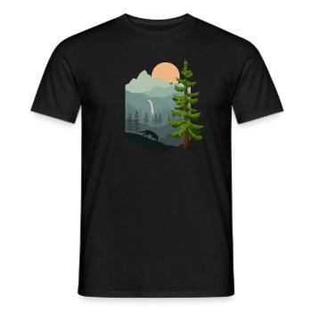 Forest Landscape Mountains Fox - Men's T-Shirt - black - Front - AI Model Male 178 light (178cm)