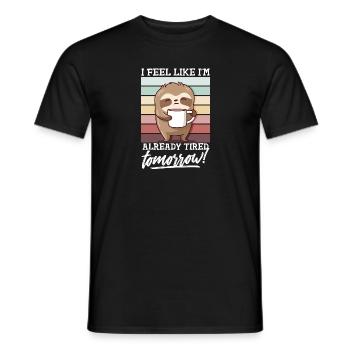 Spuch Faultier mit Tasse Müde Lustig Morgenmuffel - Männer T-Shirt - Schwarz - Vorne - AI Model Male 178 light (178cm)