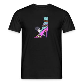 Disko Stöckelschuhe - Männer T-Shirt - Schwarz - Vorne - AI Model Male 178 light (178cm)