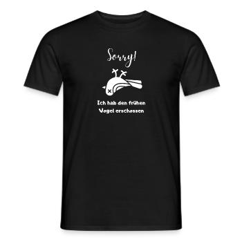 Sorry Vogel Cartoon – Witziges Motiv - Männer T-Shirt - Schwarz - Vorne - AI Model Male 178 light (178cm)
