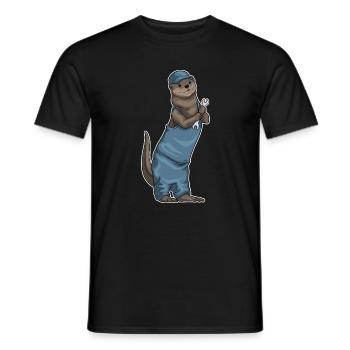 Atelier de clé mécanique Otter - T-shirt homme - noir - Devant - AI Model Male 178 light (178cm)