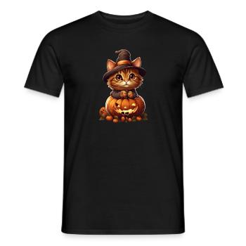 Chat d’Halloween - T-shirt homme - noir - Devant - AI Model Male 178 light (178cm)