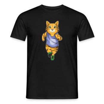 Cat Jogger Jogging Sport - Men's T-Shirt - black - Front - AI Model Male 178 light (178cm)