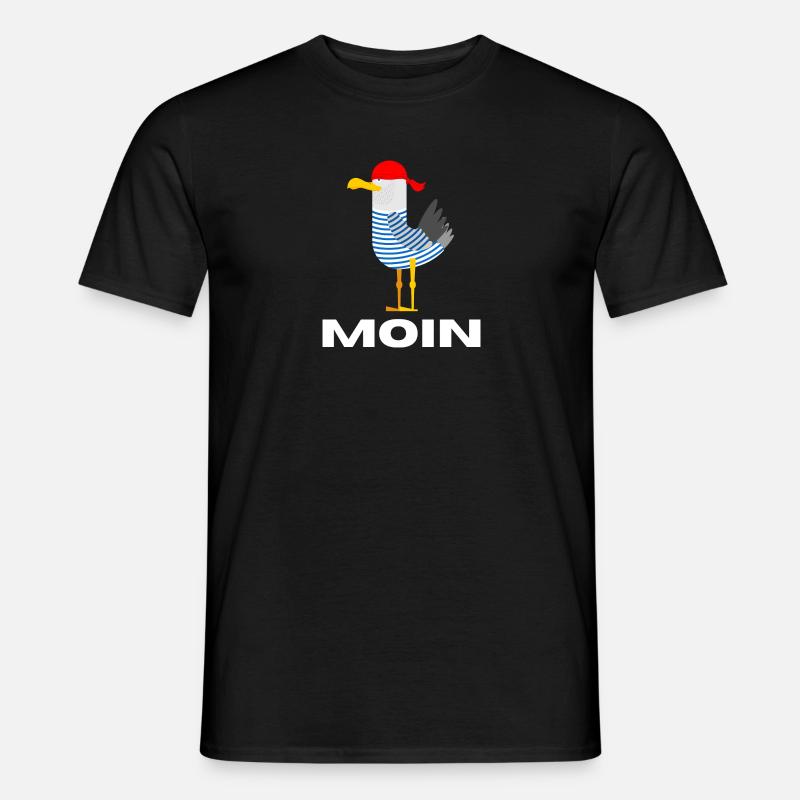 Moin Möwe Deutsch Geschenk - Männer T-Shirt - Schwarz
