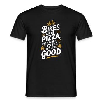 Fahrrad Pizza Zitat Typografie Design - Männer T-Shirt - Schwarz - Vorne - AI Model Male 178 light (178cm)