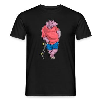 Hippopotamus Skater Skateboard - Men's T-Shirt - black - Front - AI Model Male 178 light (178cm)