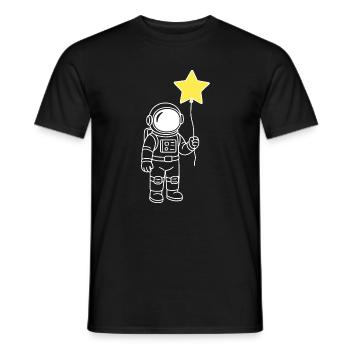 Astronaut with Star Balloon – Space Artwork - Men's T-Shirt - black - Front - AI Model Male 178 light (178cm)
