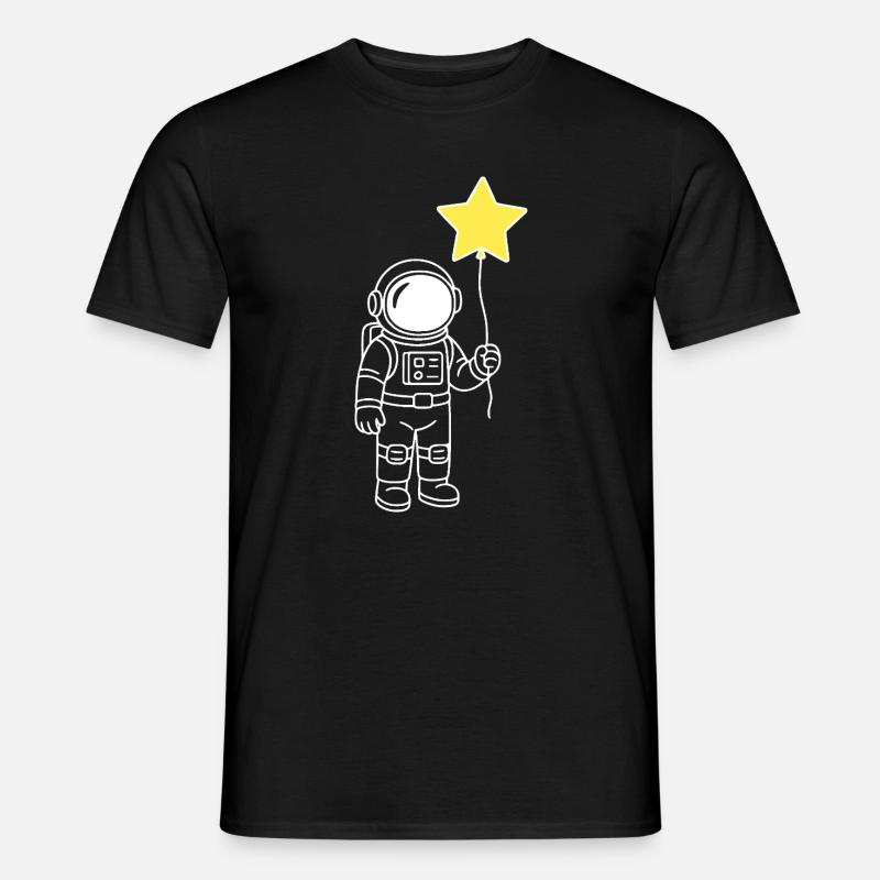 Astronaut mit Stern-Ballon – Space Artwork - Männer T-Shirt - Schwarz