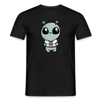 Cute Alien UFO Bisexual Bi Flag Flag LGBTQ - Men's T-Shirt - black - Front - AI Model Male 178 light (178cm)