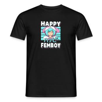 Happy Femboy - Männer T-Shirt - Schwarz - Vorne - AI Model Male 178 light (178cm)