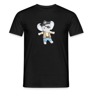 cute elephant as a pirate - Men's T-Shirt - black - Front - AI Model Male 178 light (178cm)