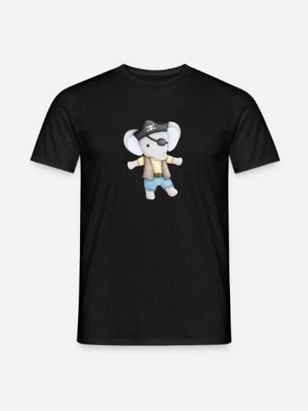 éléphant mignon comme un pirate - T-shirt homme - noir