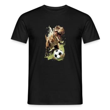 Fußball Dinosaurier Tyrannosaurus rex Trex Dino - Männer T-Shirt - Schwarz - Vorne - AI Model Male 178 light (178cm)