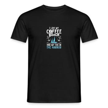 I Like My Coffee Black And My Tea In The Harbor - Männer T-Shirt - Schwarz - Vorne - AI Model Male 178 light (178cm)