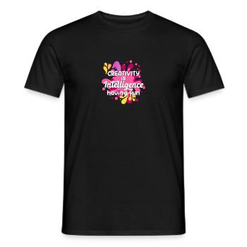 Creativity Is Intelligence Having Fun for Men - Men's T-Shirt - black - Front - AI Model Male 178 light (178cm)