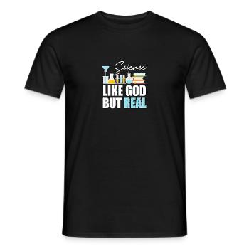 La science comme Dieu, mais réelle pour les athées - T-shirt homme - noir - Devant - AI Model Male 178 light (178cm)