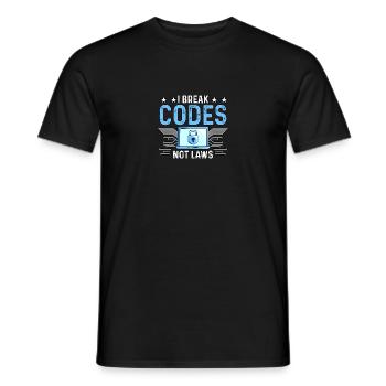 I Break Codes Not Laws für White Hat Hacker - Männer T-Shirt - Schwarz - Vorne - AI Model Male 178 light (178cm)