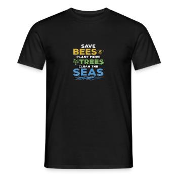 Save Bees Plant Trees Clean Seas Environmental Protection - Men's T-Shirt - black - Front - AI Model Male 178 light (178cm)