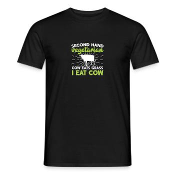 Second Hand Vegetarian Cow Eats Grass Für - Männer T-Shirt - Schwarz - Vorne - AI Model Male 178 light (178cm)