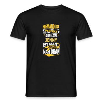 JENNY - Männer T-Shirt - Schwarz - Vorne - AI Model Male 178 light (178cm)