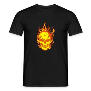 head of death flame flame skull - Men's T-Shirt - black - Front - AI Model Male 178 light (178cm)