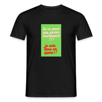 JE NE PEUX PAS PARLER MAINTENANT. JE SUIS DANS UN - T-shirt homme - noir - Devant - AI Model Male 178 light (178cm)