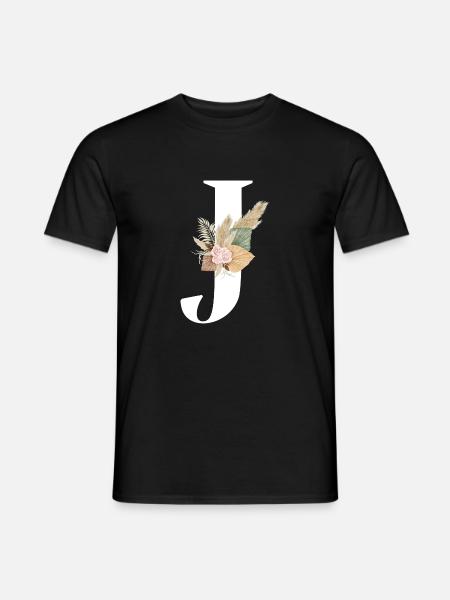 lettre J fleuris - T-shirt homme - noir