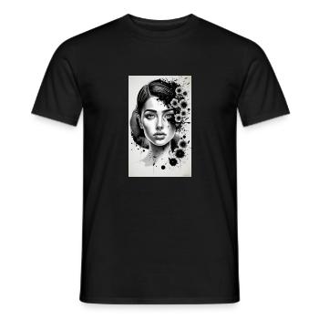 femme noire et blanche - T-shirt homme - noir - Devant - AI Model Male 178 light (178cm)