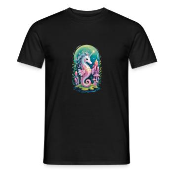 Seahorse Unicorn: Magical Sea World - Men's T-Shirt - black - Front - AI Model Male 178 light (178cm)