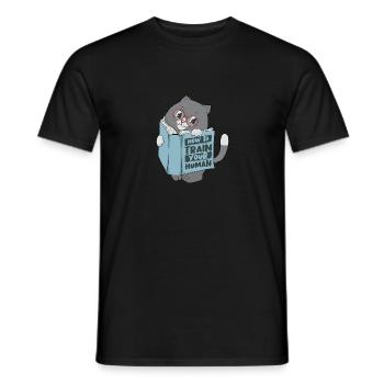 Lustige Katze Buch lesen - Männer T-Shirt - Schwarz - Vorne - AI Model Male 178 light (178cm)