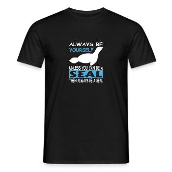 Robbe Seehund Mädchen Geschenk Hundsrobbe Junge - Männer T-Shirt - Schwarz - Vorne - AI Model Male 178 light (178cm)