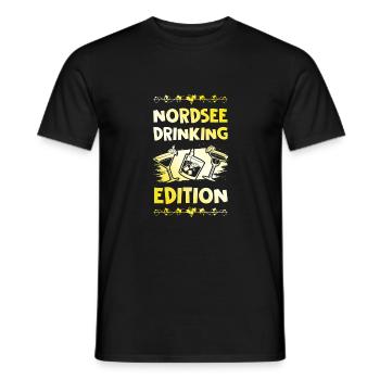 North Sea Drinking Saying - Men's T-Shirt - black - Front - AI Model Male 178 light (178cm)