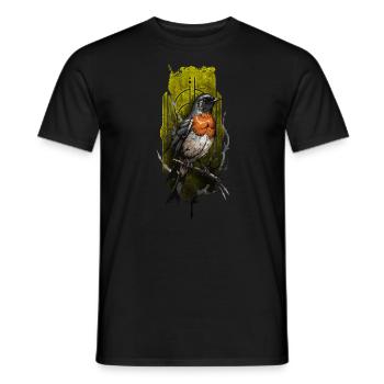 Merle d’Europe (Erithacus rubecula) - T-shirt homme - noir - Devant - AI Model Male 178 light (178cm)