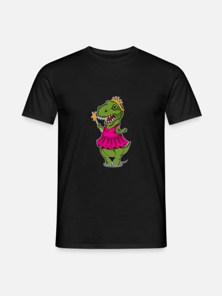 Dino Prinzessin Ballerina Ballett - Männer T-Shirt - Schwarz